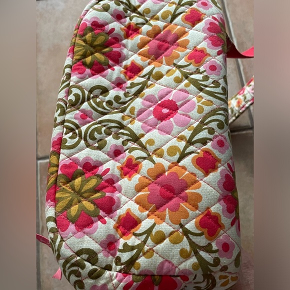 VERA BRADLEY Folkloric Pink Orange Floral Large Travel Multi-sectional Backpack - Picture 6 of 16